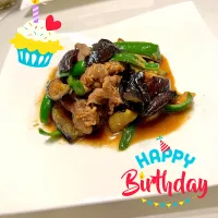 Snapdishの料理写真:みったん🐒の茄子と豚肉のスタミナ炒め🎂|まるまさん