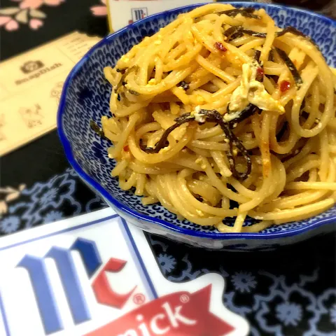 「チリインオイル」を使ってみたSnapdishの料理・レシピ写真:和風パスタにチリインオイル