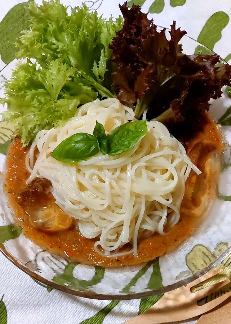 ガスパチョそうめん😋|きつねさん