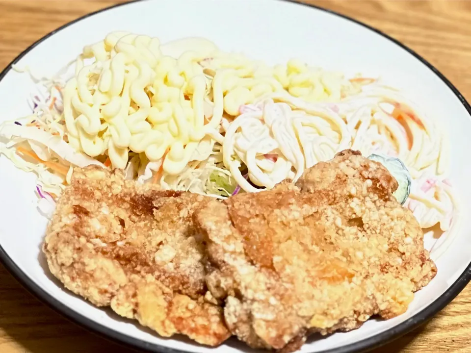 ☆チキン竜田揚げ ☆スパゲティサラダ ☆サラダ|まぁたんさん