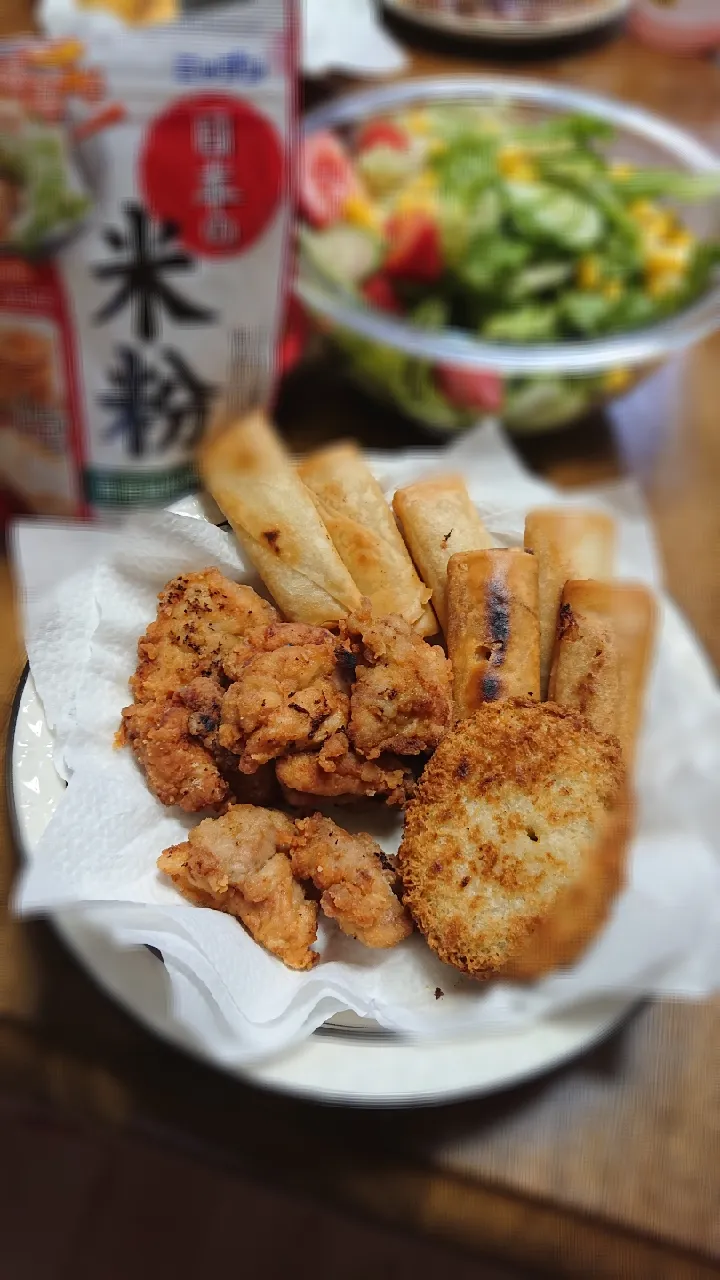 Snapdishの料理写真:米粉でカリッと✨唐揚げ🍚🐔❤|まなみさん