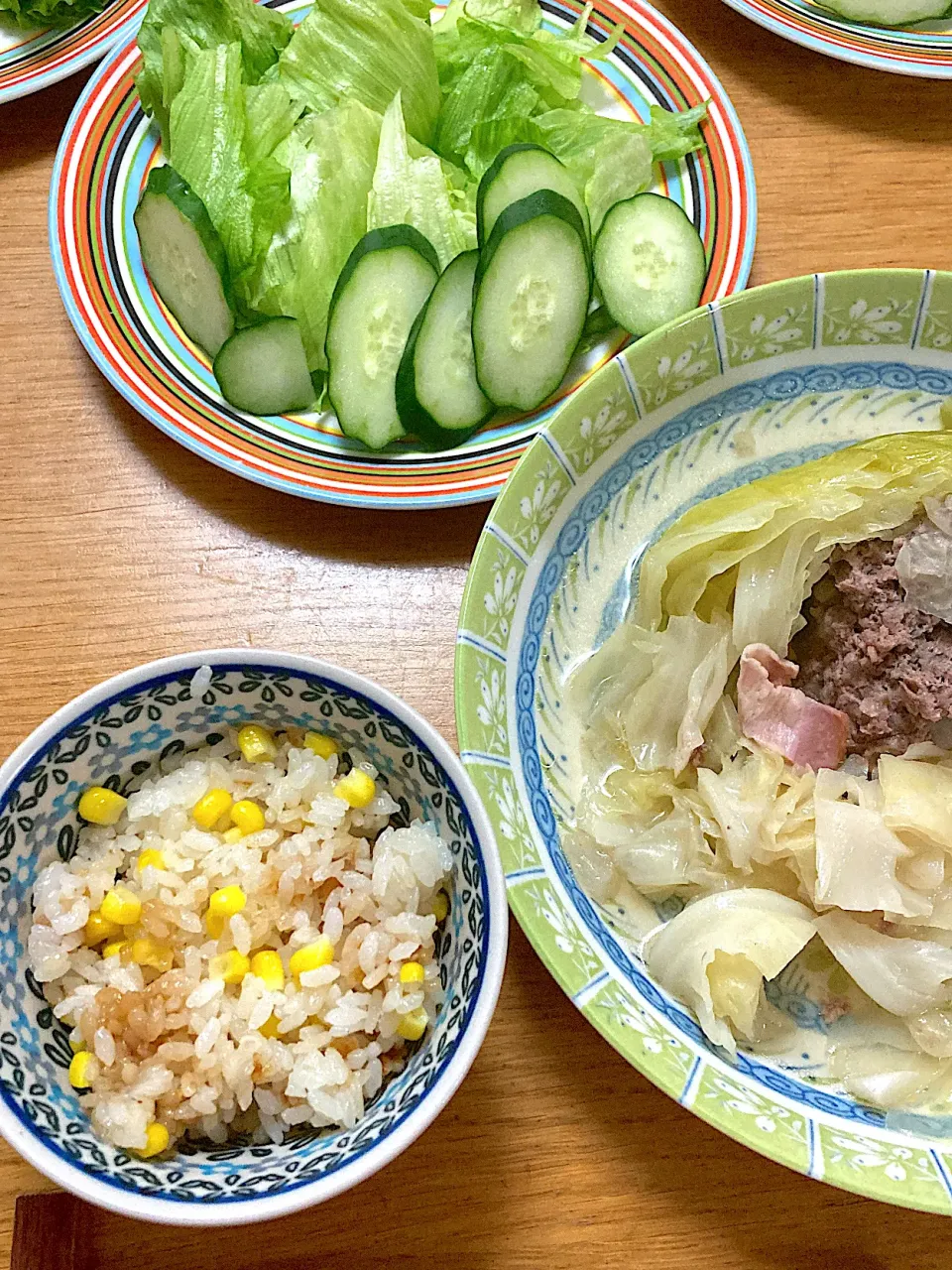 俺のとうもろこしの炊き込みご飯と巻かないロールキャベツ|Take Cさん