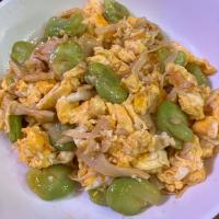 そら豆とやわらぎメンマのたまご炒め