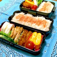 Snapdishの料理写真:<スピード弁当>鶏むね肉チャーシュー・ツナはんぺん・だし巻き卵他|はなはなさん