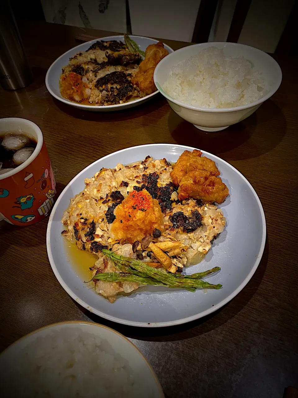 おろし醤油がけハンバーグ　インゲンソテー　アイスティー|ch＊K*∀o(^^*)♪さん