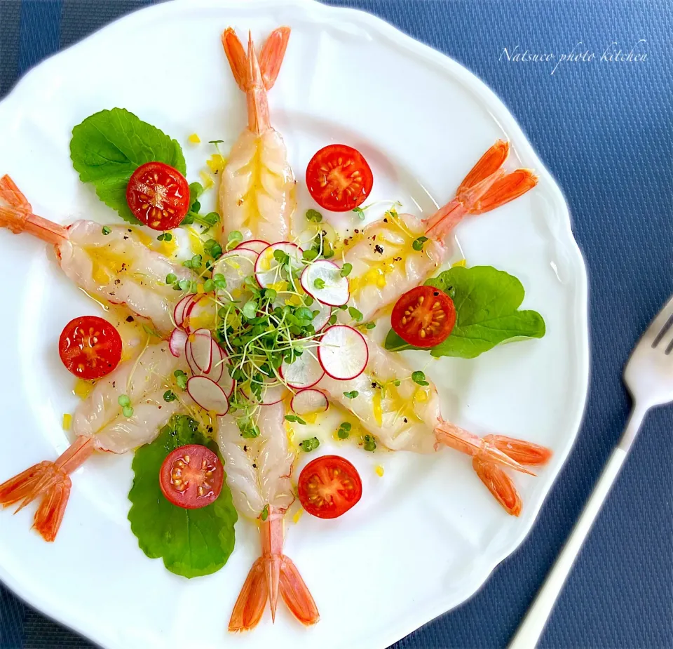 『ラディッシュと赤海老のカルパッチョ』🦐😋💕|ナツ1224さん