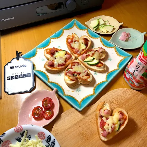 「オーブントースター（VOT-100）」を使ってみたSnapdishの料理・レシピ写真:ビタントニオでハートピザトースト❤️🍕