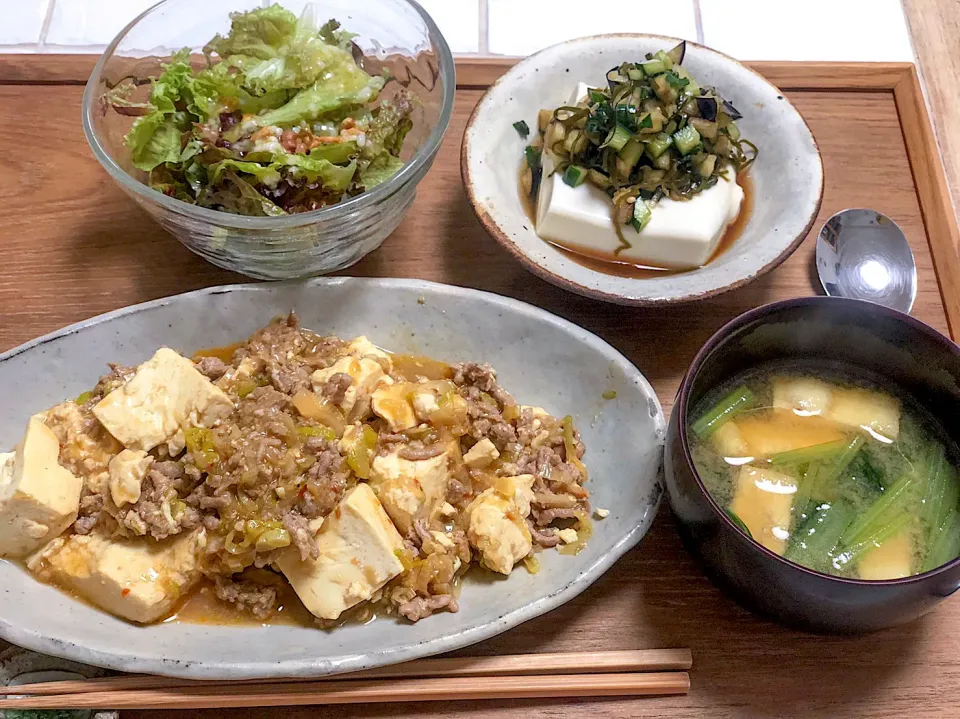 Snapdishの料理写真:麻婆豆腐定食|おーこ🍅野菜ソムリエの母ちゃんさん