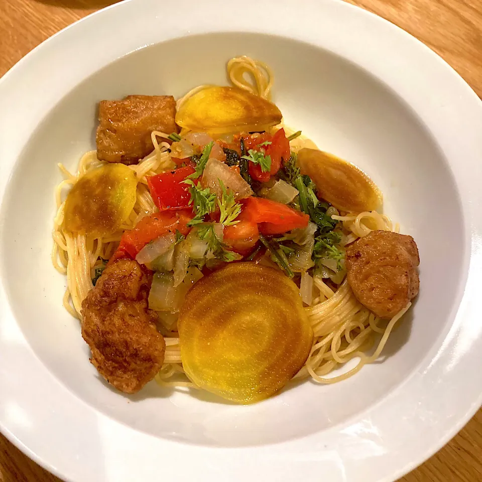 大豆ミートとトマトのグルテンフリー和え麺|CHIZUさん