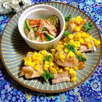 鶏肉のコーン餡掛け🌽