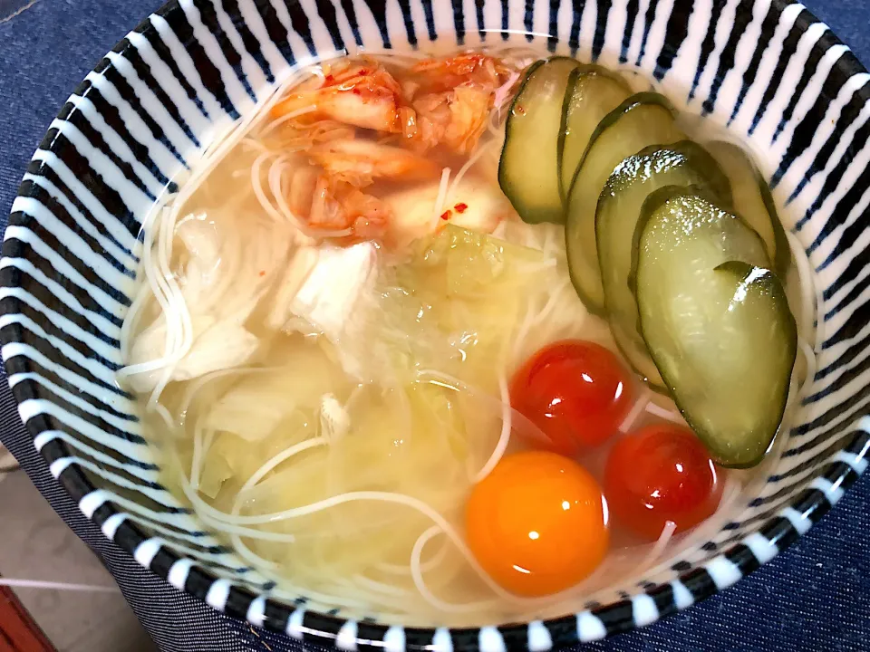 水キムチの冷麺風そうめん|はっぱさん