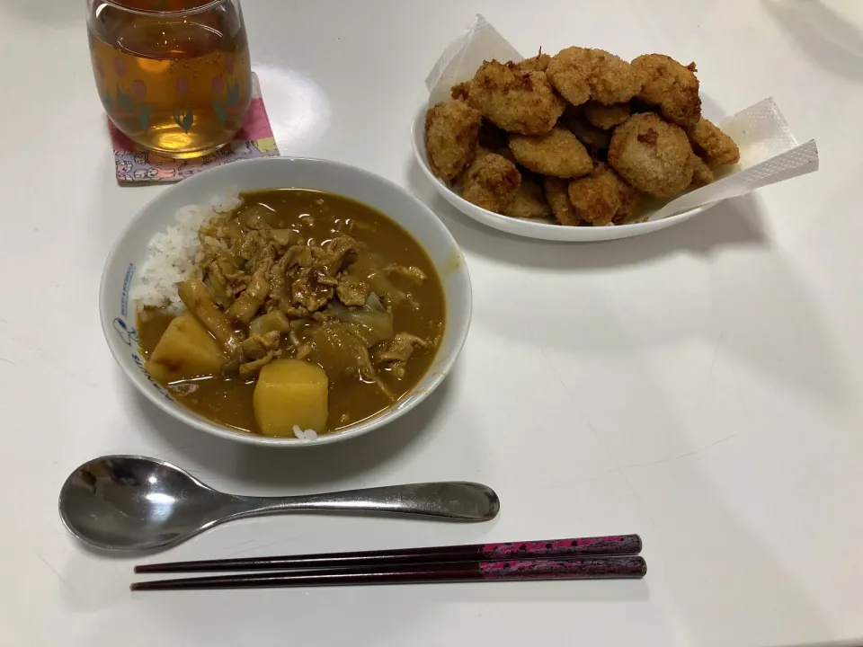 Snapdishの料理写真:晩御飯〜☆梅しそチキン☆カレーライス|Saharaさん