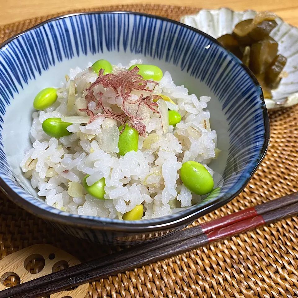 枝豆と茗荷と新生姜の炊き込みご飯|sakurakoさん