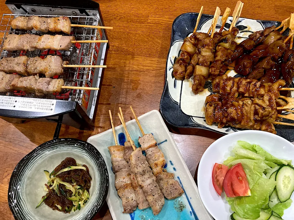 雨の夜は おうち焼き鳥🥓|sakuramochiさん