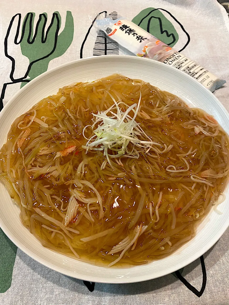 揖保乃糸　かた焼きそうめん　〜もやし白ネギあんかけ〜|うさぎぱんさん