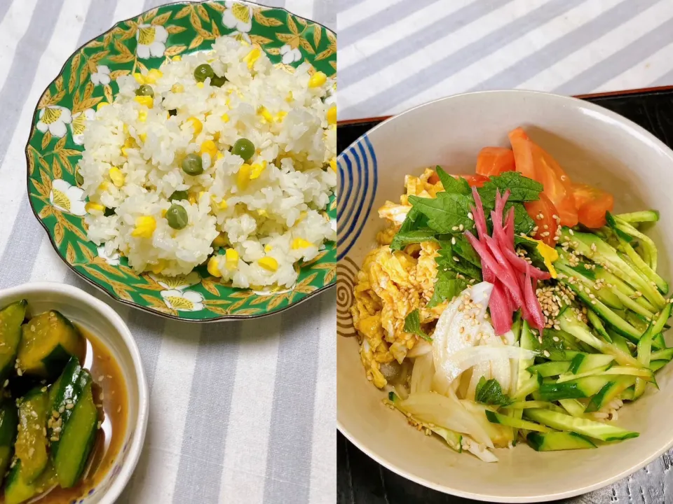 grandmaの晩ごはん☆ 今日はスイートコーン🌽とグリーンピースのご飯‼️冷麺です|kaoriさん