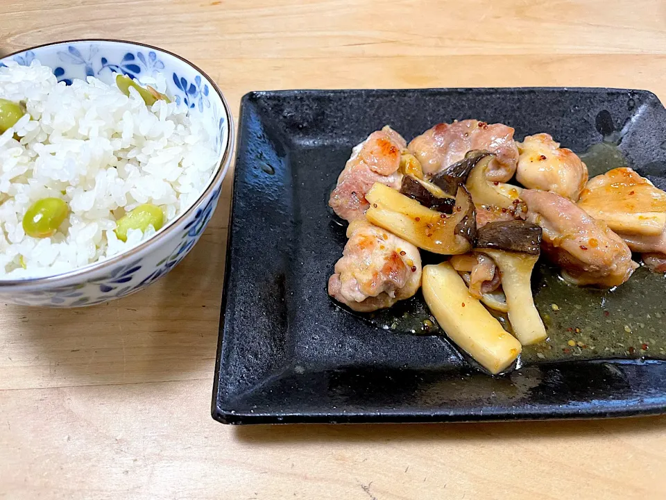 ハニーマスタードチキンと枝豆ご飯|hiroさん