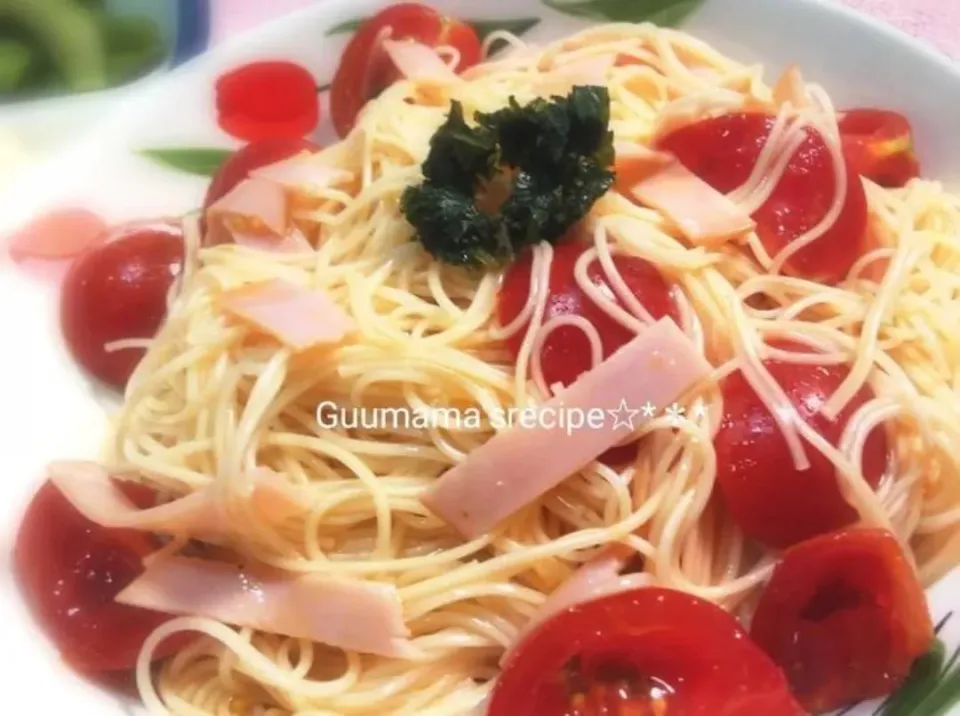 オリーブオイル香る♡ハムとトマトのそうめん|Guuママさん