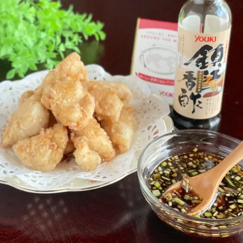 「鎮江香酢」を使ってみたSnapdishの料理・レシピ写真:ささみの塩竜田揚げで、鎮江香酢の油淋鶏(∩ˊᵕˋ∩) .ﾟ♡