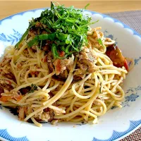 燻製オイルサーディンと夏野菜のパスタ|なかさゆさん