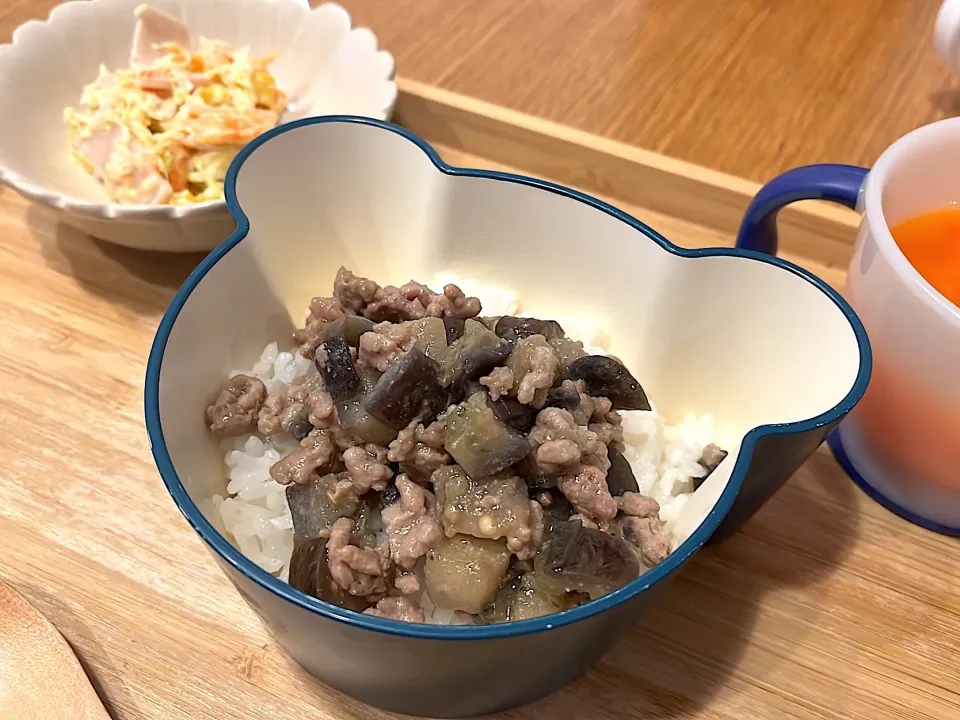 辛くない麻婆茄子丼　むすこごはんよる|かぼちゃんさん