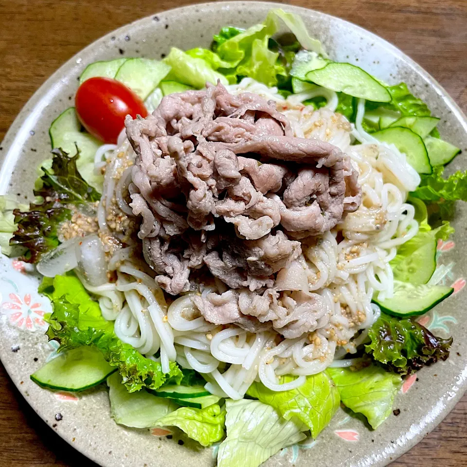 自家製野菜でサラダ🥗そうめん|ひだまり農園さん