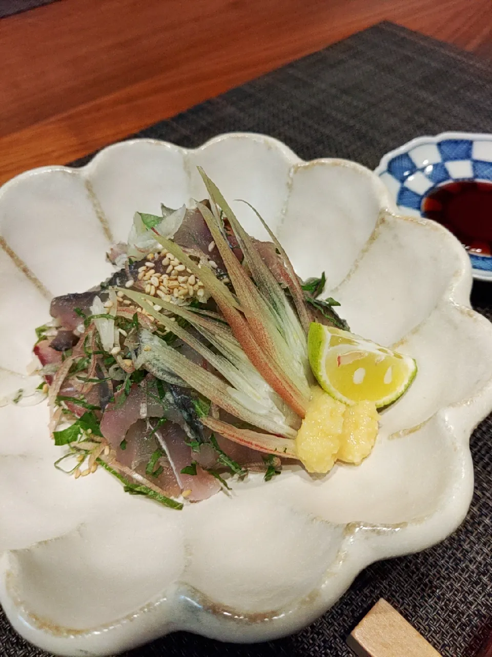 釣った鯖のみょうがと大葉の和え物|ひろしさん