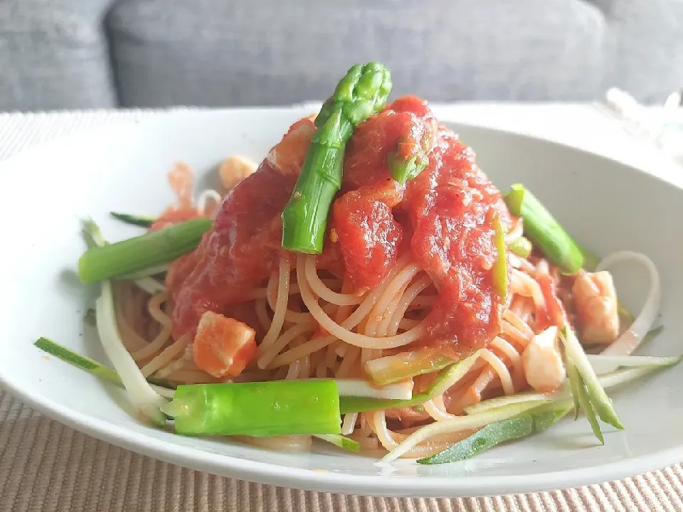 トマトの冷製パスタ|しあるさん