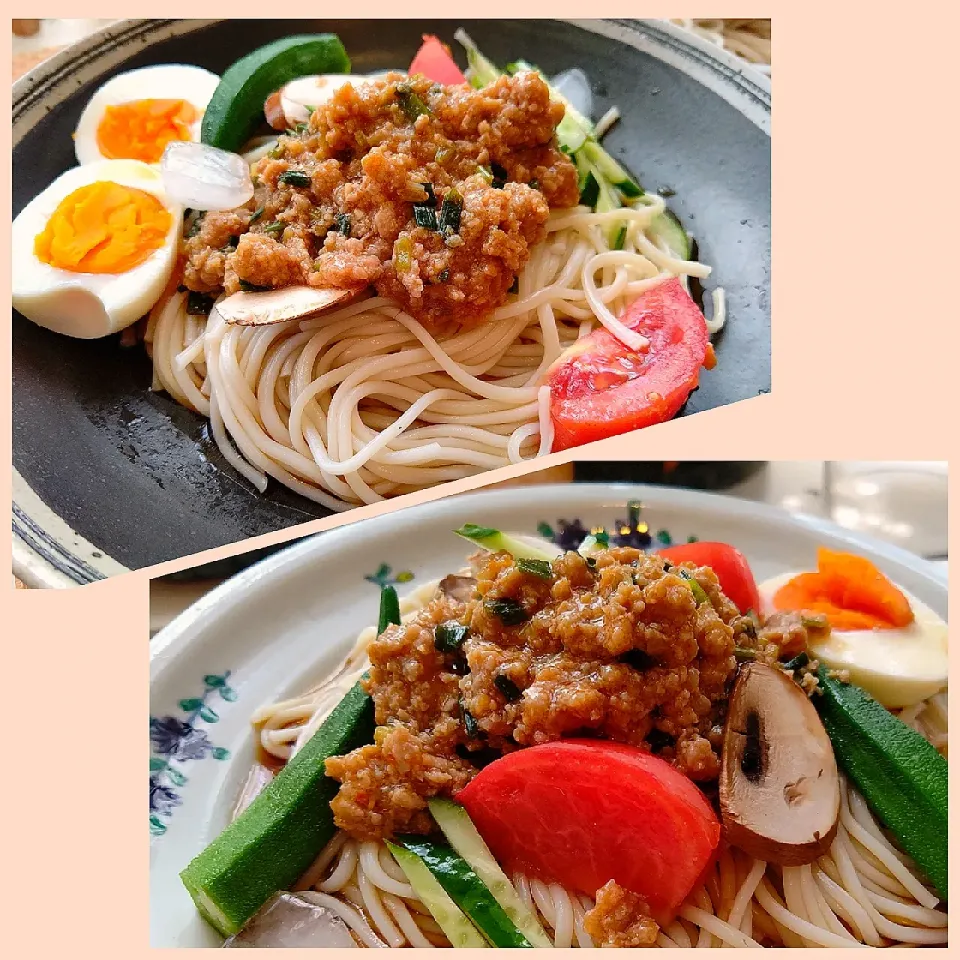 辛肉味噌   冷やしうどん◥█̆̈◤࿉∥|まゆみさん