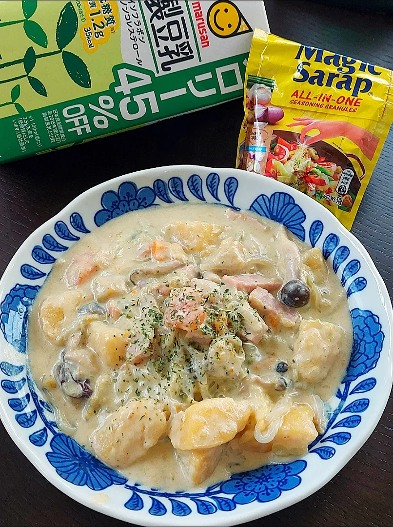 ポトフリメイク　しらたきクリームパスタ|きつねさん