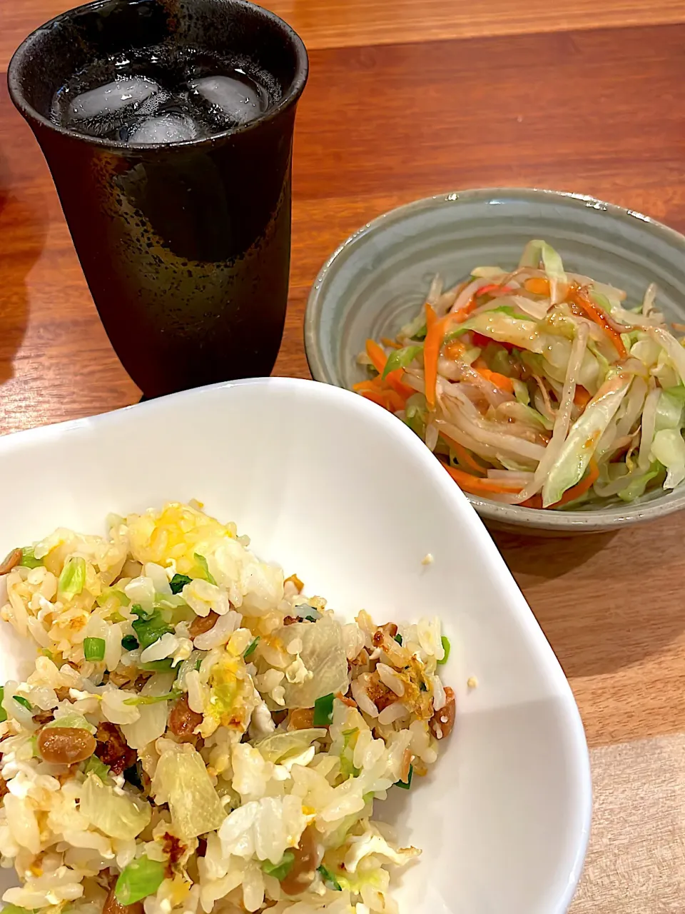 納豆焼き飯　細切り蒸し野菜|とゆあさん