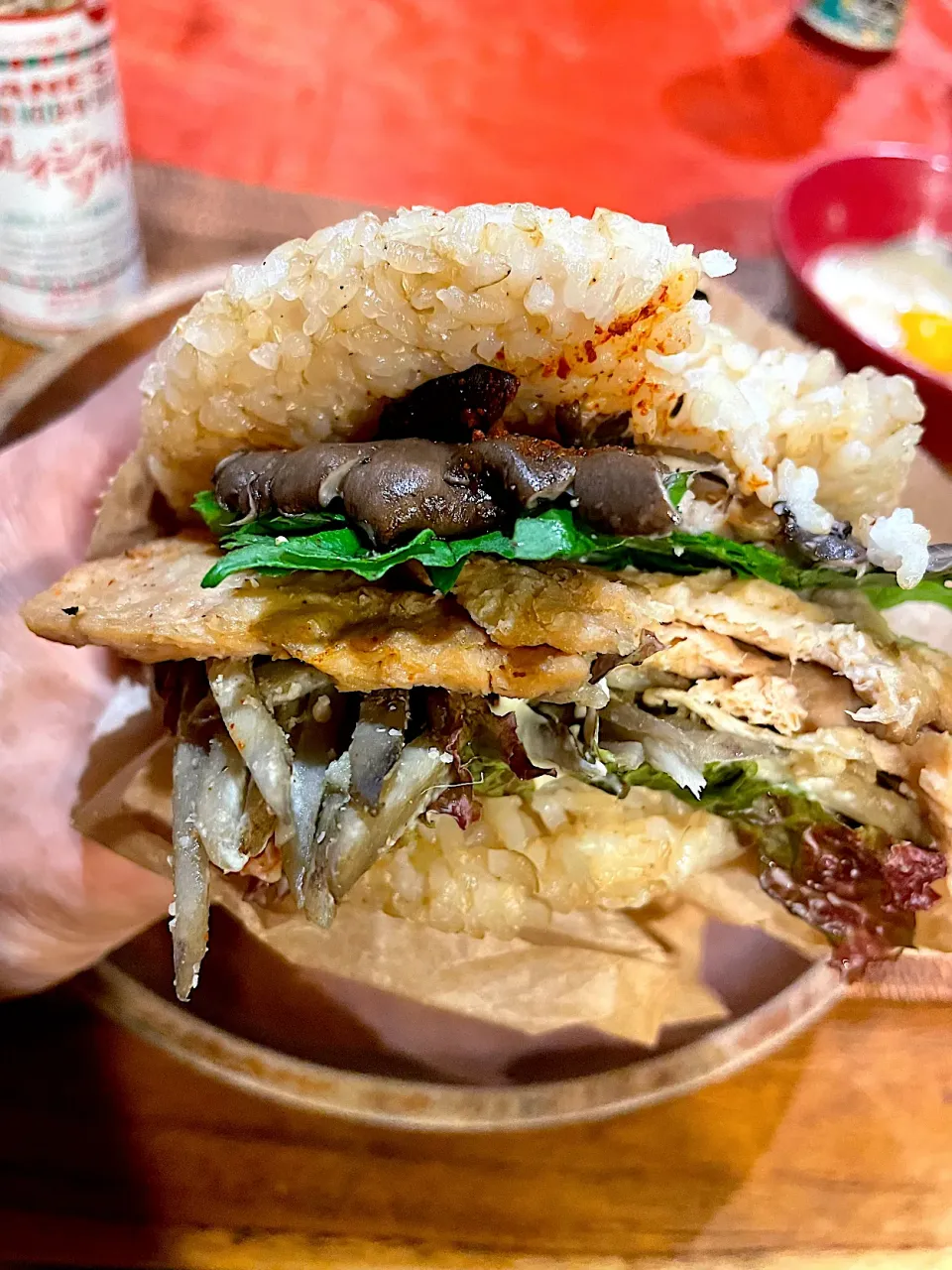 Snapdishの料理写真:大豆ミートライスバーガー🍔|kyon2さん