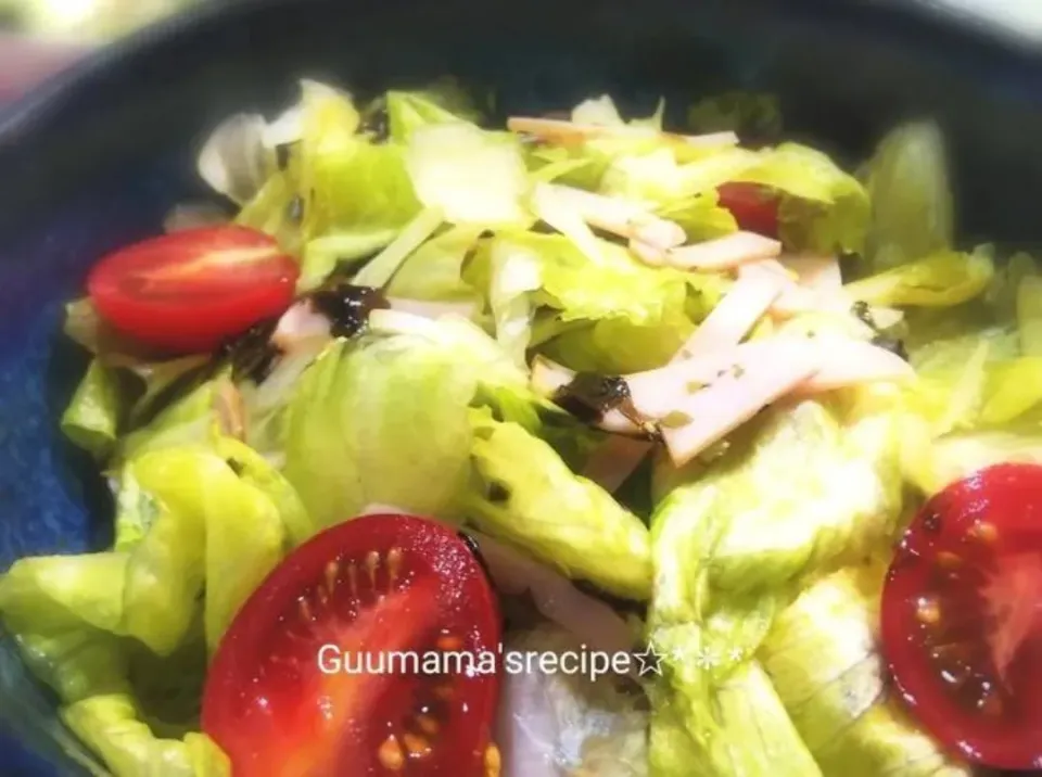 モリモリ食べられる♡レタスとハムの海苔サラダ|Guuママさん