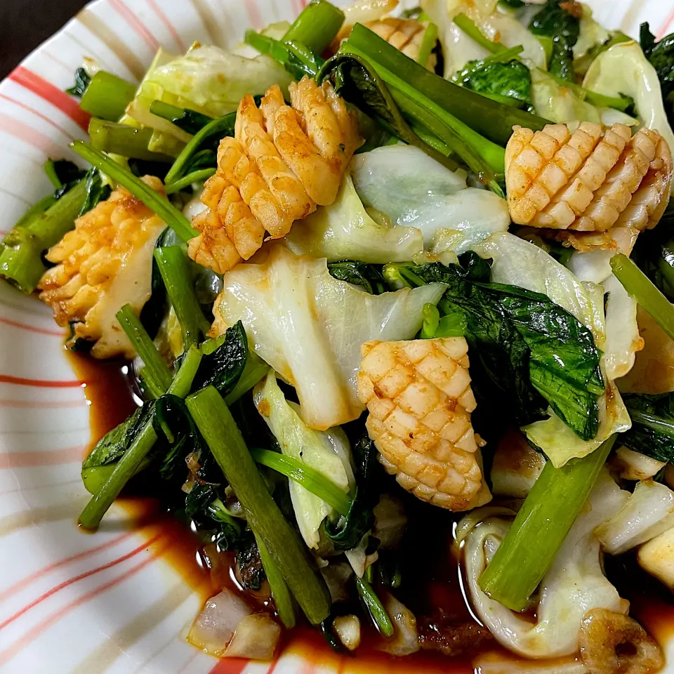 イカと空芯菜の麺なしソース焼きそば|DKさん