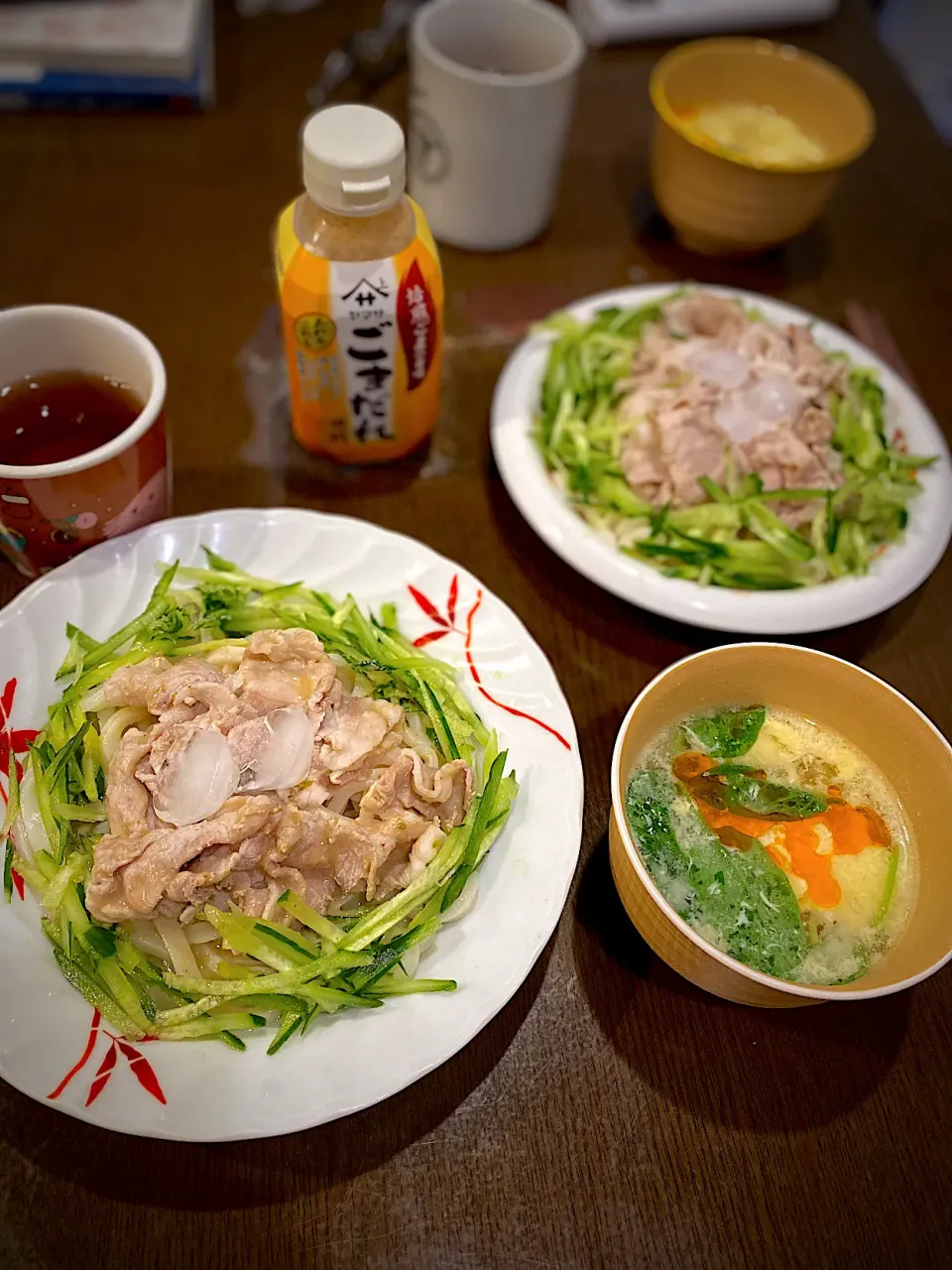 豚しゃぶうどん　豆腐のかき卵辛スープ　麦茶|ch＊K*∀o(^^*)♪さん