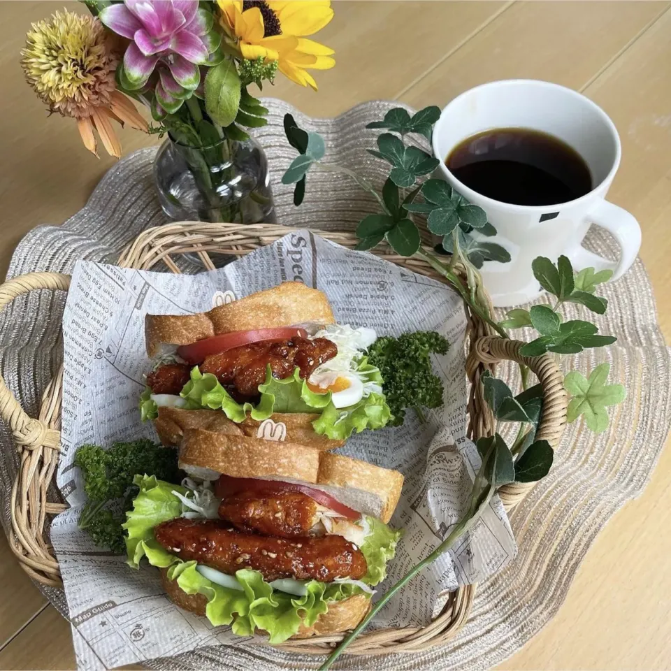 7/20❤︎ヤンニョムチキン&半熟たまこサンド🌱✨|Makinsさん