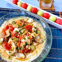冷たいサンラータン素麺