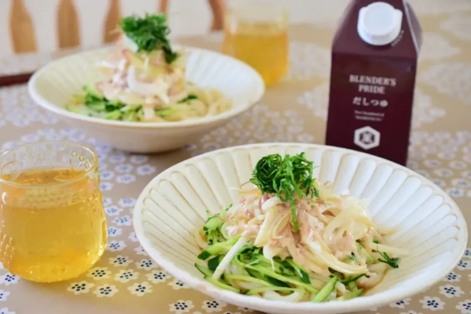 ツナマヨ冷やしうどん|うにんぱすさん