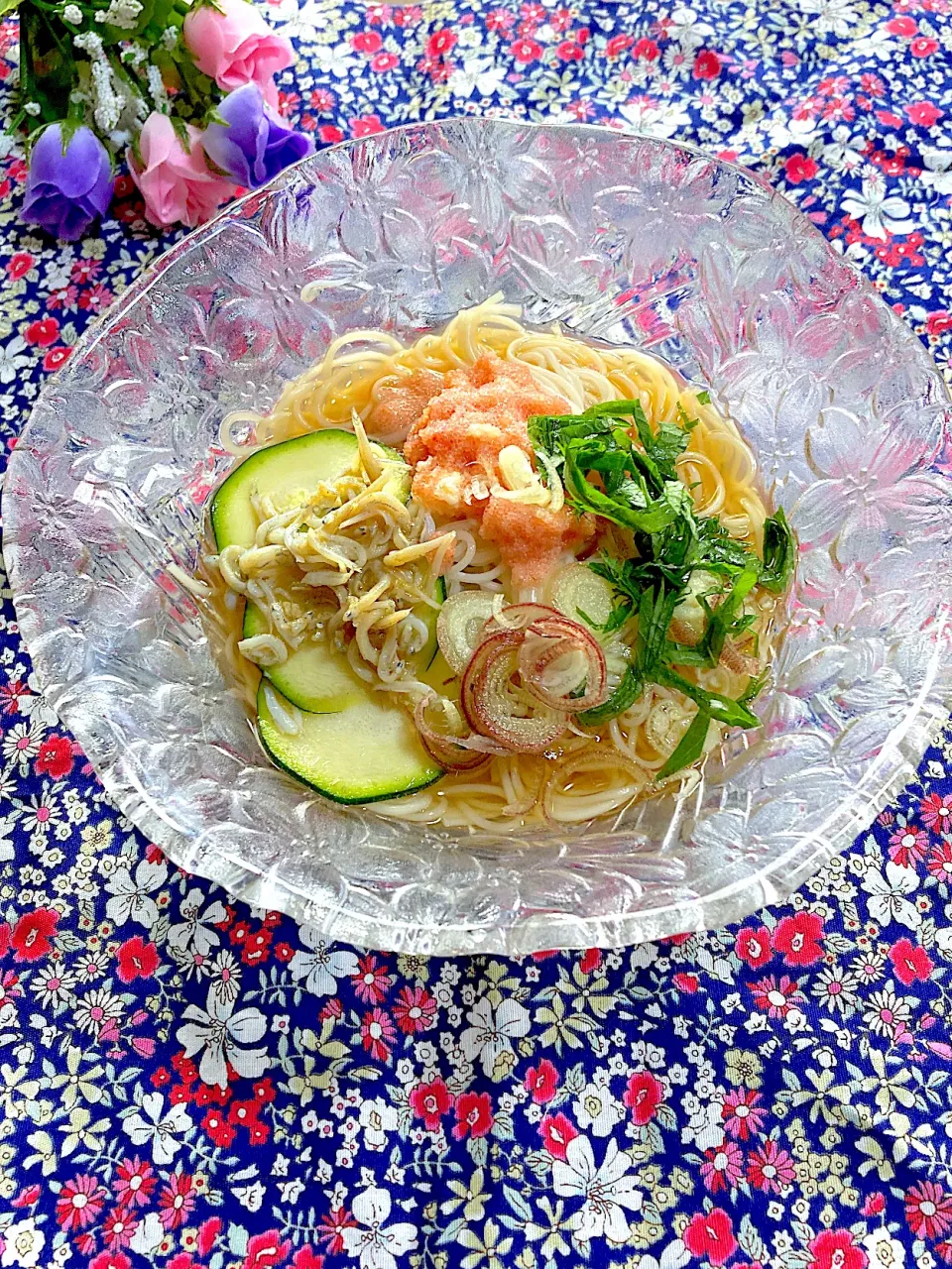 Snapdishの料理写真:明太子素麺🌻|ringonamaさん