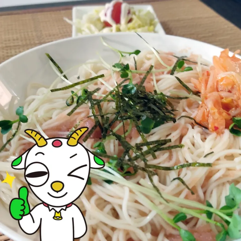 Snapdishの料理写真:明太子素麺の味|Rピージャーさん