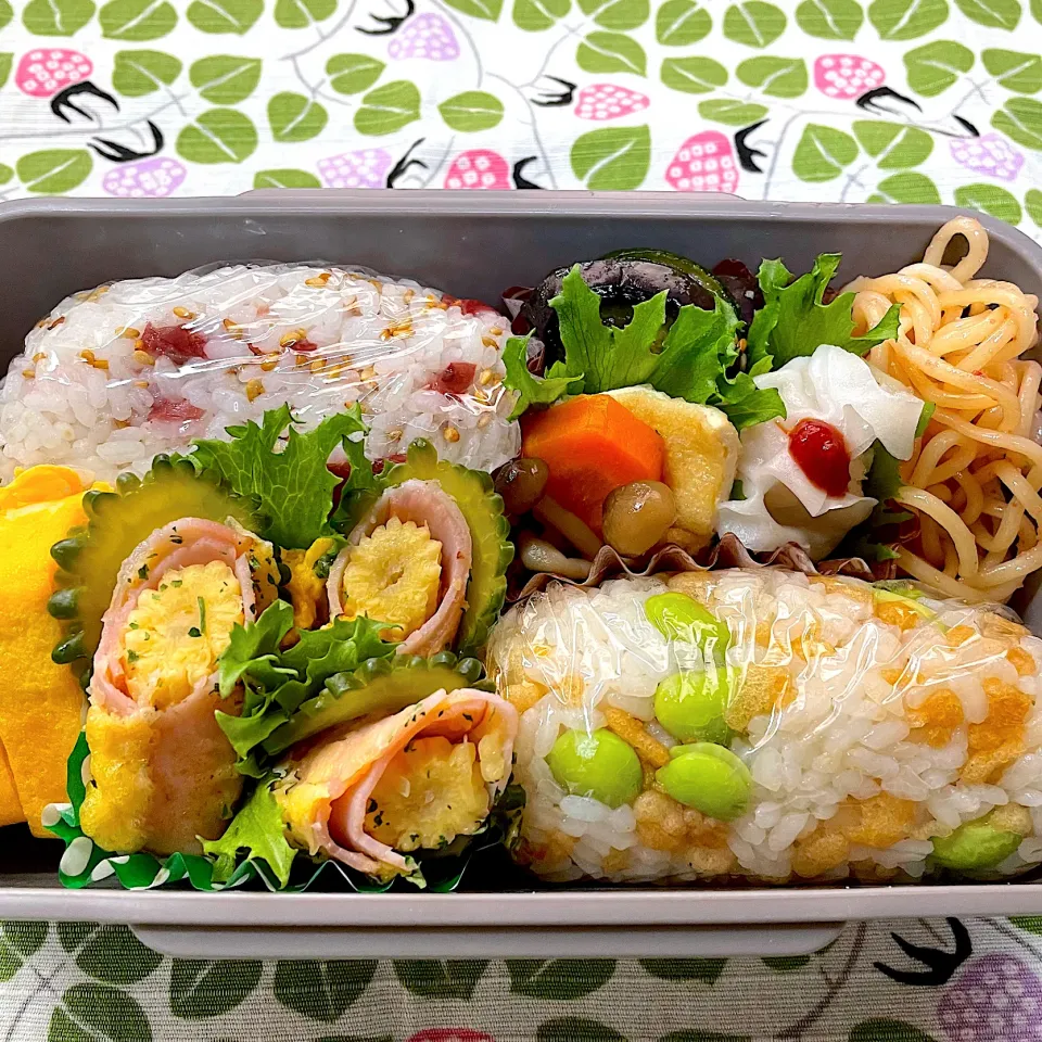 Snapdishの料理写真:ヤングコーンハム巻き弁当(夫)☆7月24日|kaoriさん