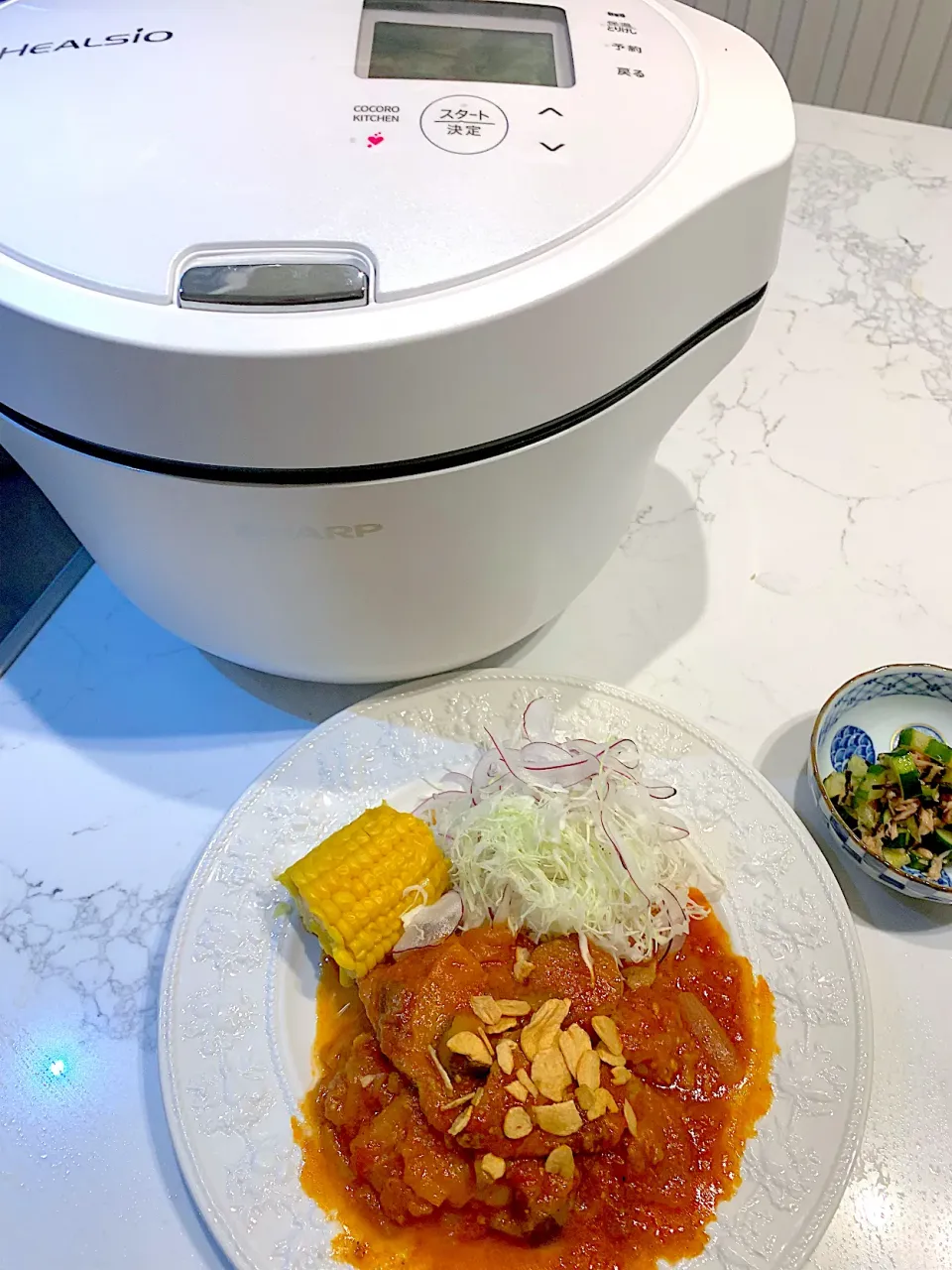 Snapdishの料理写真:『火🔥と油を使わない料理チャレンジ中‼️』7日目　SHARPヘルシオホットクック✨最強✨|まりっぺさん