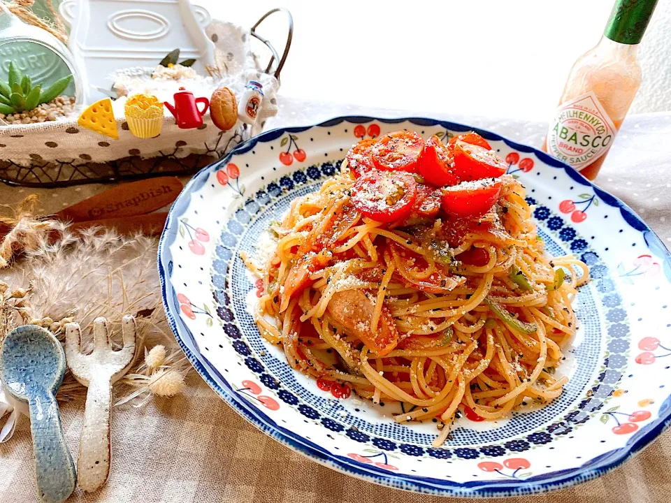 冷やしナポリタン🍝|がぁがさん