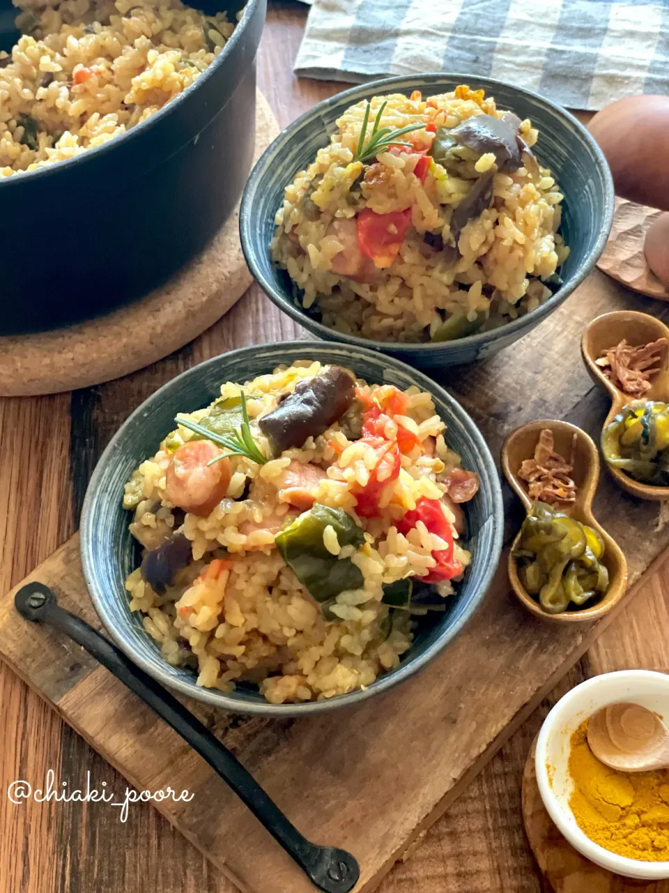 Snapdishの料理写真:野菜が主役【カレー風味の炊き込み夏野菜ご飯】|chiaki3（平川ちあき）さん