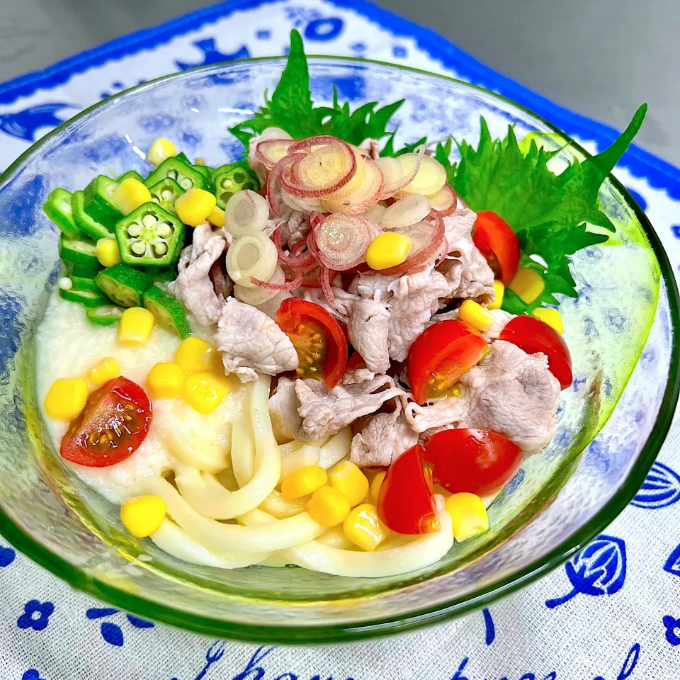 夏バテ防止！冷しゃぶ★とろろうどん|まめもにおさん