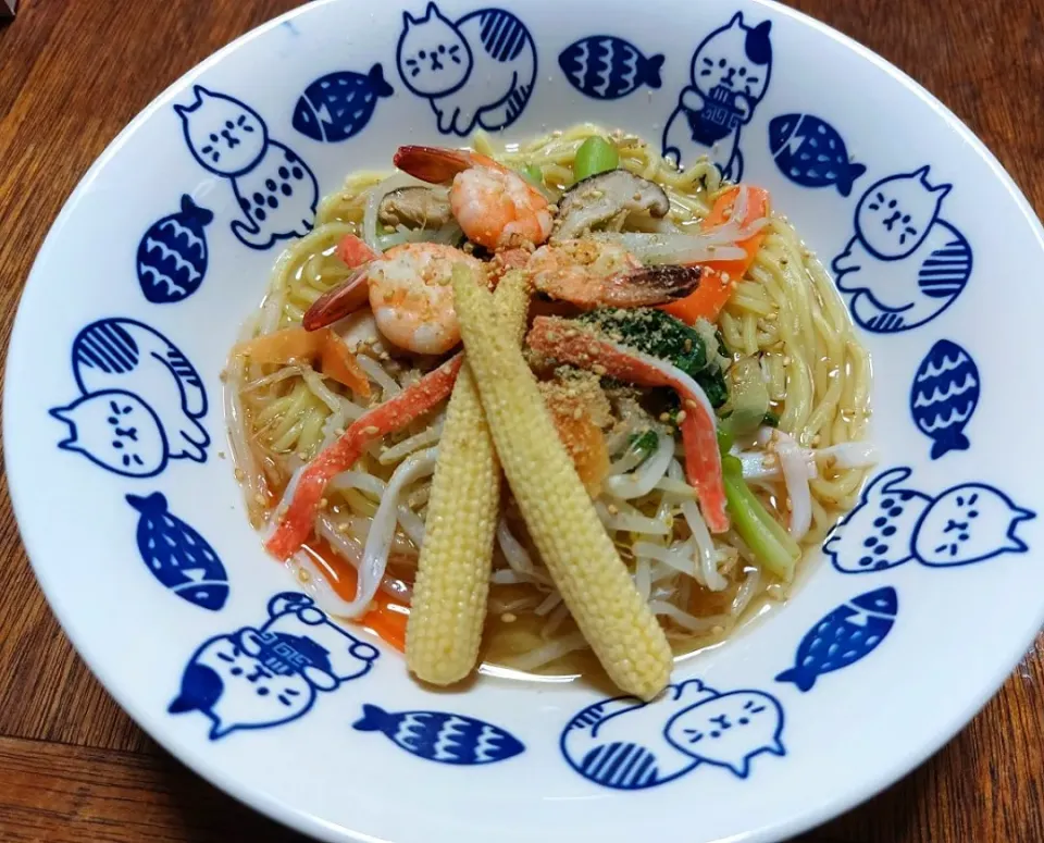 えび塩夏野菜らーめん(スープは中華麹+αで)|☆ちび☆さん