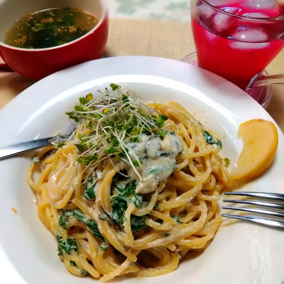 明太子と大葉の牛乳パスタ|うたかた。さん