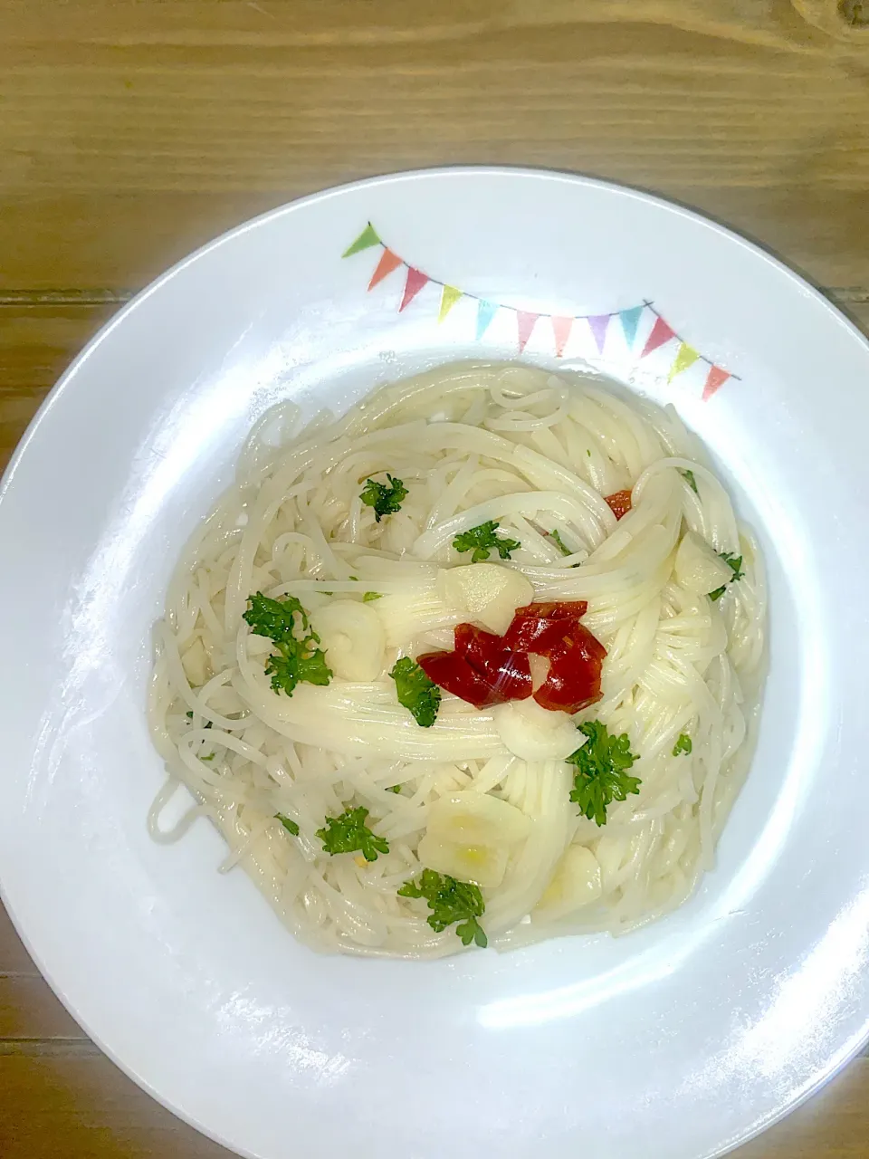 ペペロンチーノ風素麺|マシュマロさん