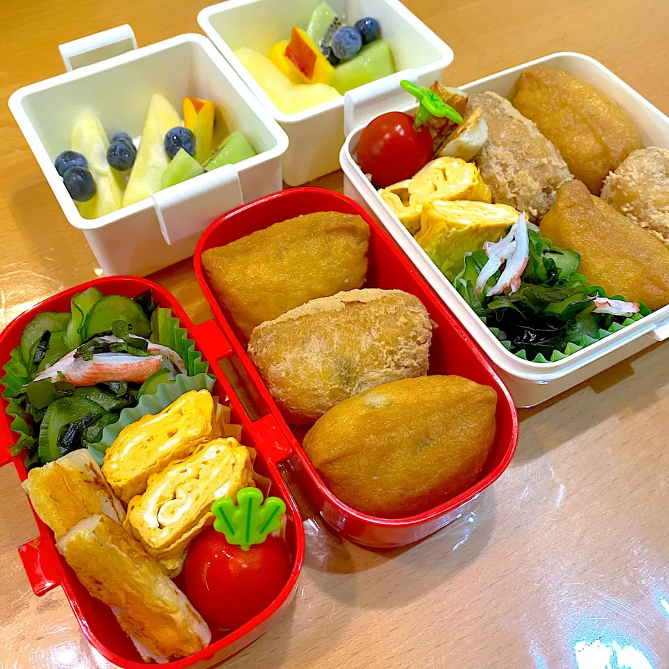 Snapdishの料理写真:😋今日の学童お稲荷さん弁当🍙|moyukitaさん