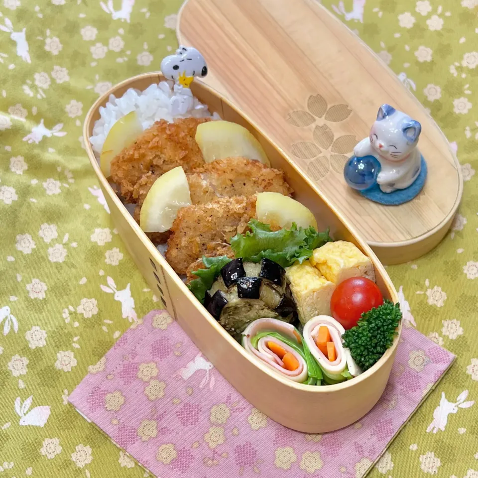 鱈フライと茄子のハーブグリル☘️の💙ちゃんお弁当　7/28金|sweet homeさん